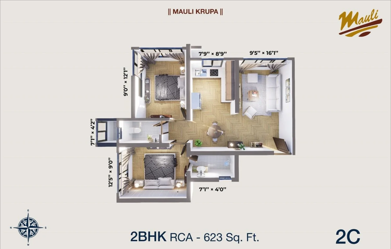 2 BHK Floor Plan